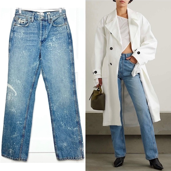 NWT RE/DONE 90s High Rise Acid Wash Denim Relaxed Fit Straight Leg Jeans 28 - Picture 1 of 9